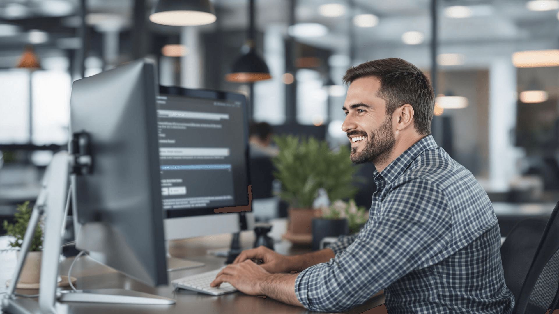 Google Ads Consultation Young professional working in the office.