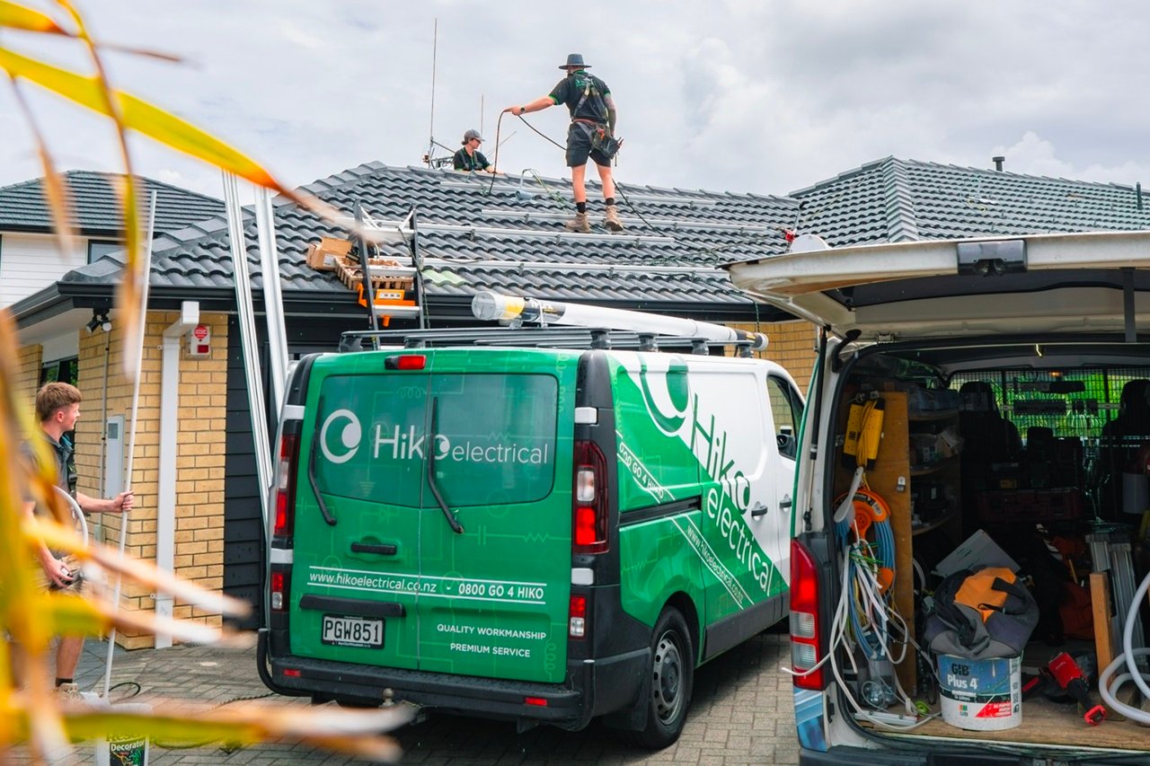Hiko Electrical solar installation in progress. HIKO is the number one electrical company in the Bay of Plenty